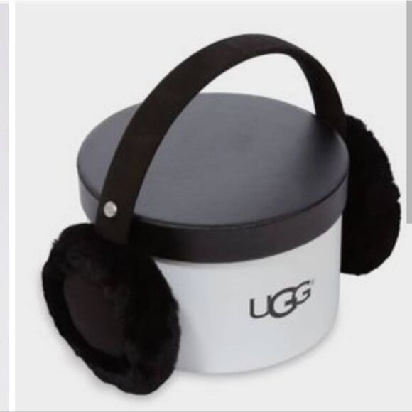 UGG Leather & Genuine Shearling Earmuffs in black - Picture 1 of 16